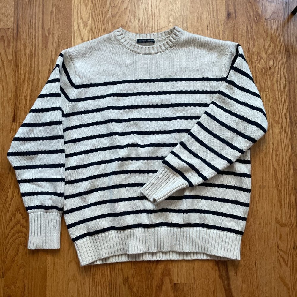 Brandy Melville Cream and Black Striped Sweater
